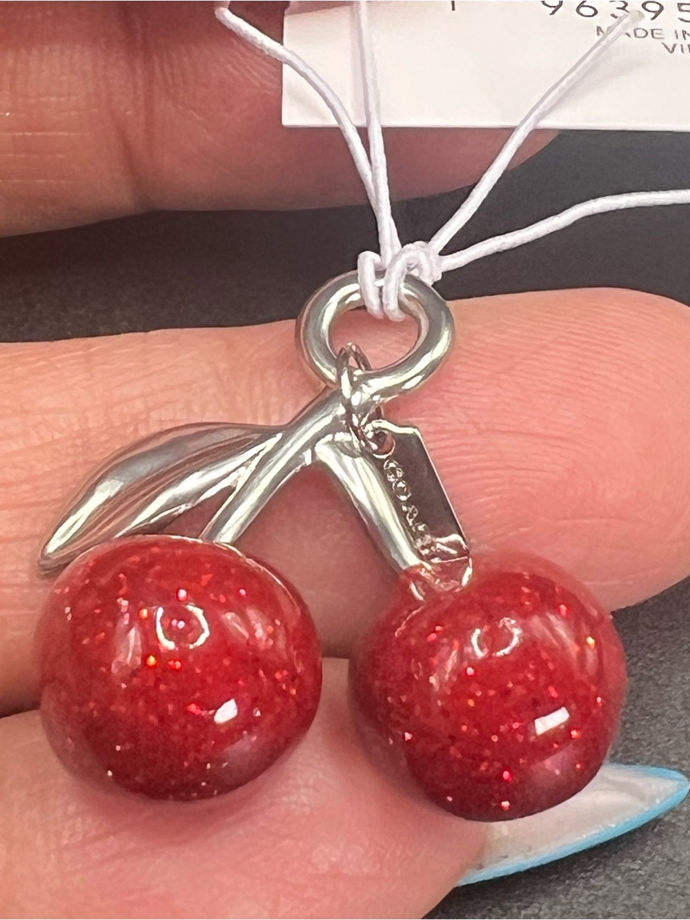 NWT COACH Small Glitter Cherry Shoe Charm CCQ36 Red & Silver. - Picture 7 of 7